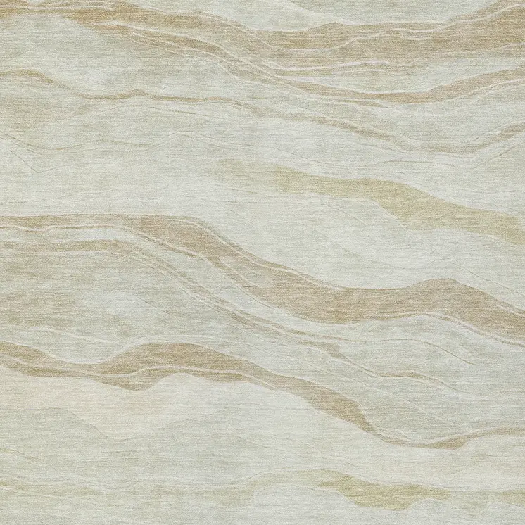 9' X 12' Beige Striped Washable Indoor Outdoor Area Rug
