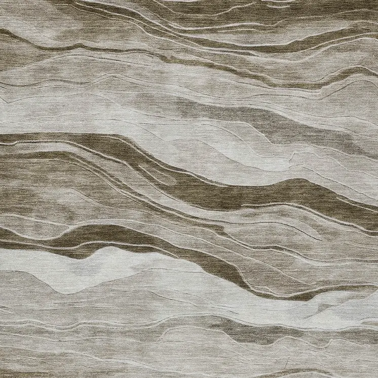 8' X 10' Brown Striped Washable Indoor Outdoor Area Rug