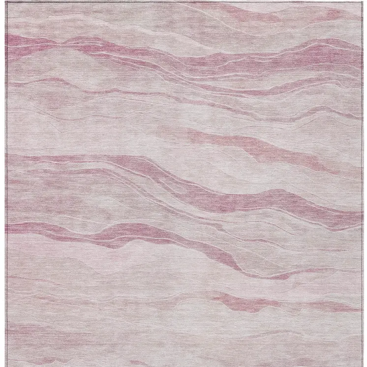 3' X 5' Pink Striped Washable Indoor Outdoor Area Rug