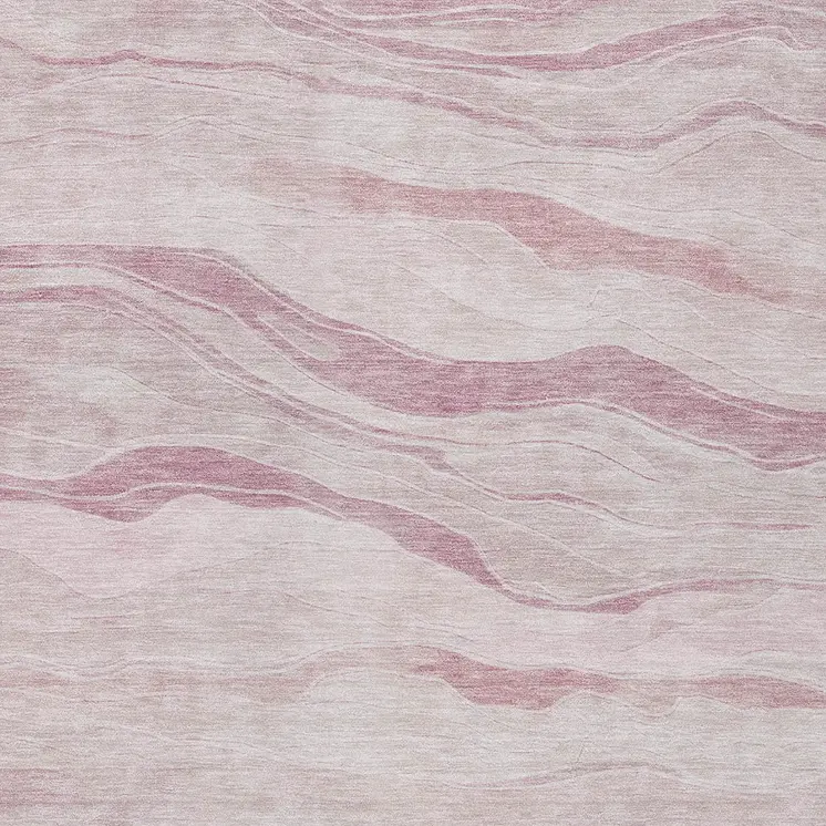 3' X 5' Pink Striped Washable Indoor Outdoor Area Rug