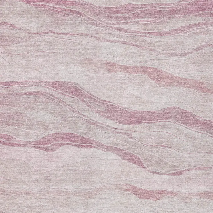 5' X 8' Pink Striped Washable Indoor Outdoor Area Rug