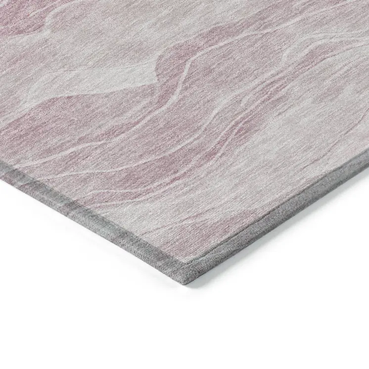9' X 12' Pink Striped Washable Indoor Outdoor Area Rug
