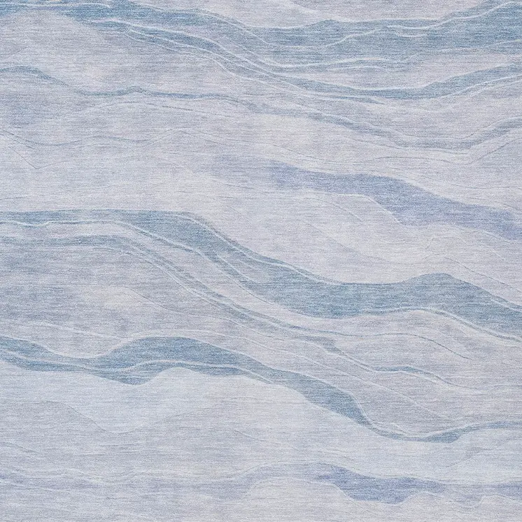 5' X 8' Sky Blue Striped Washable Indoor Outdoor Area Rug