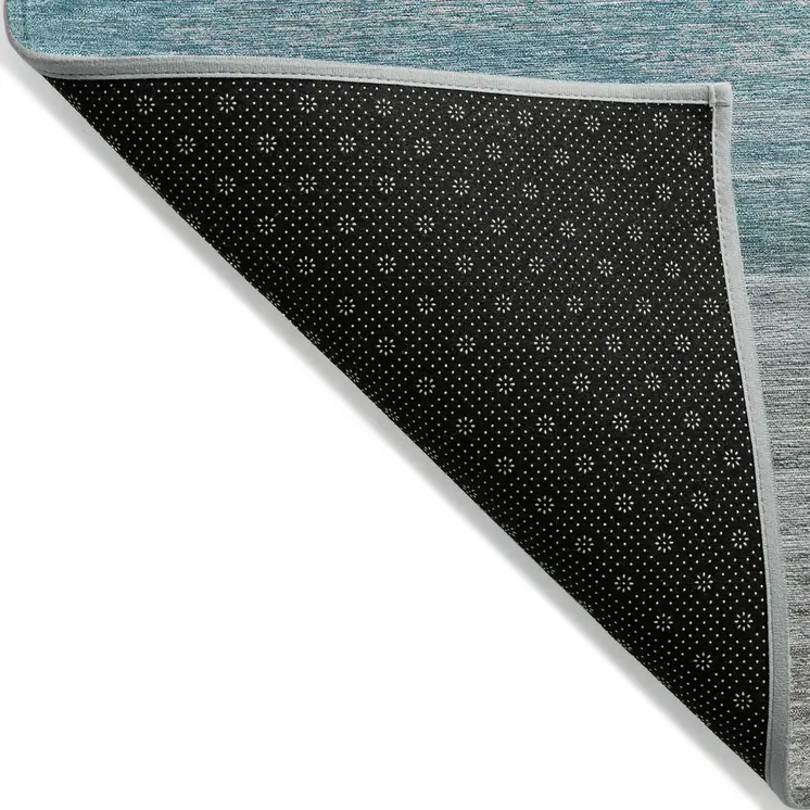8' X 10' Sky Blue Striped Washable Indoor Outdoor Area Rug