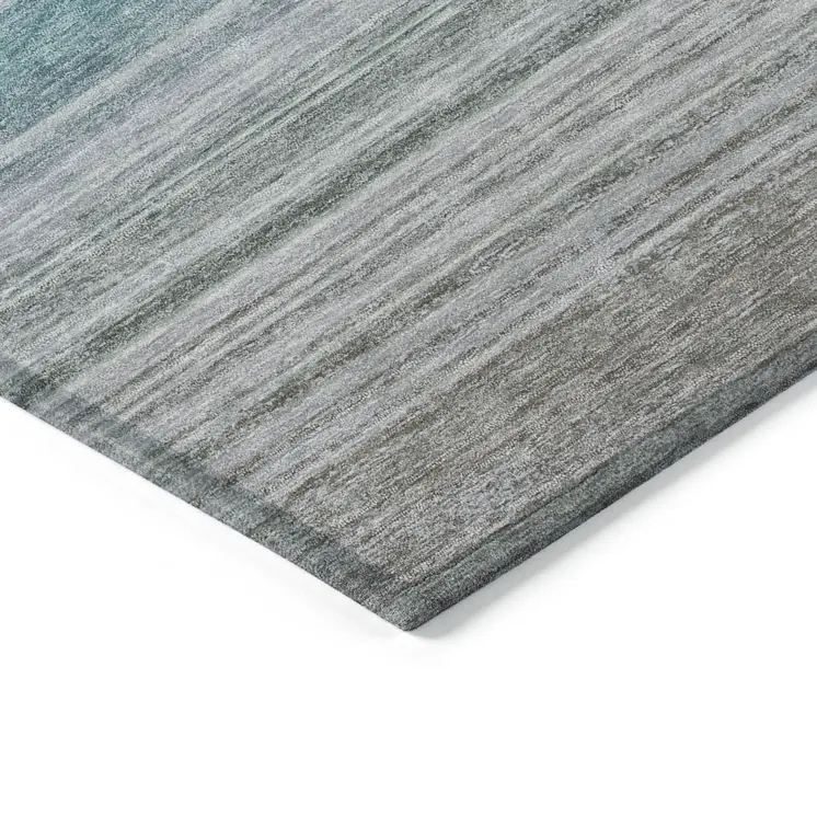 8' X 10' Sky Blue Striped Washable Indoor Outdoor Area Rug