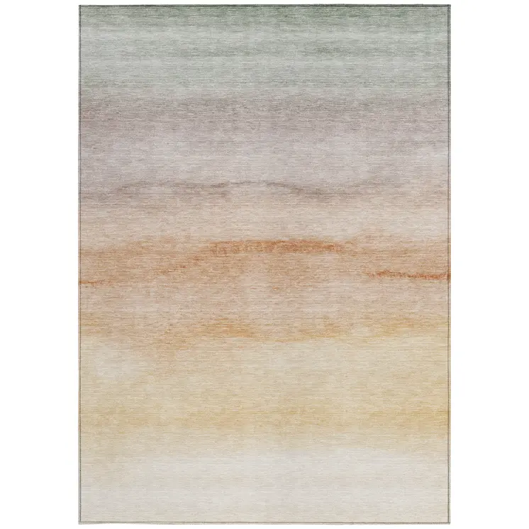 9' X 12' Coral Striped Washable Indoor Outdoor Area Rug