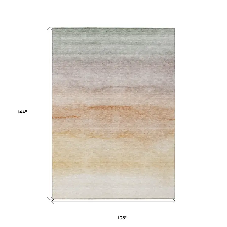 9' X 12' Coral Striped Washable Indoor Outdoor Area Rug