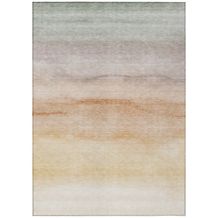 9' X 12' Coral Striped Washable Indoor Outdoor Area Rug