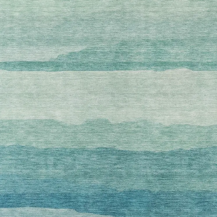 3' X 5' Turquoise Striped Washable Indoor Outdoor Area Rug