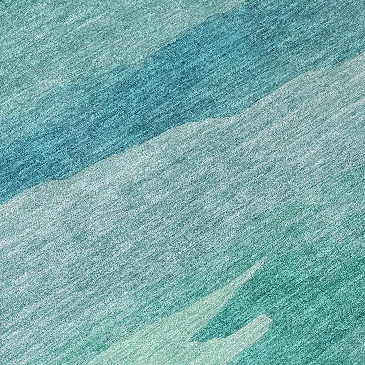 8' Turquoise Round Striped Washable Indoor Outdoor Area Rug