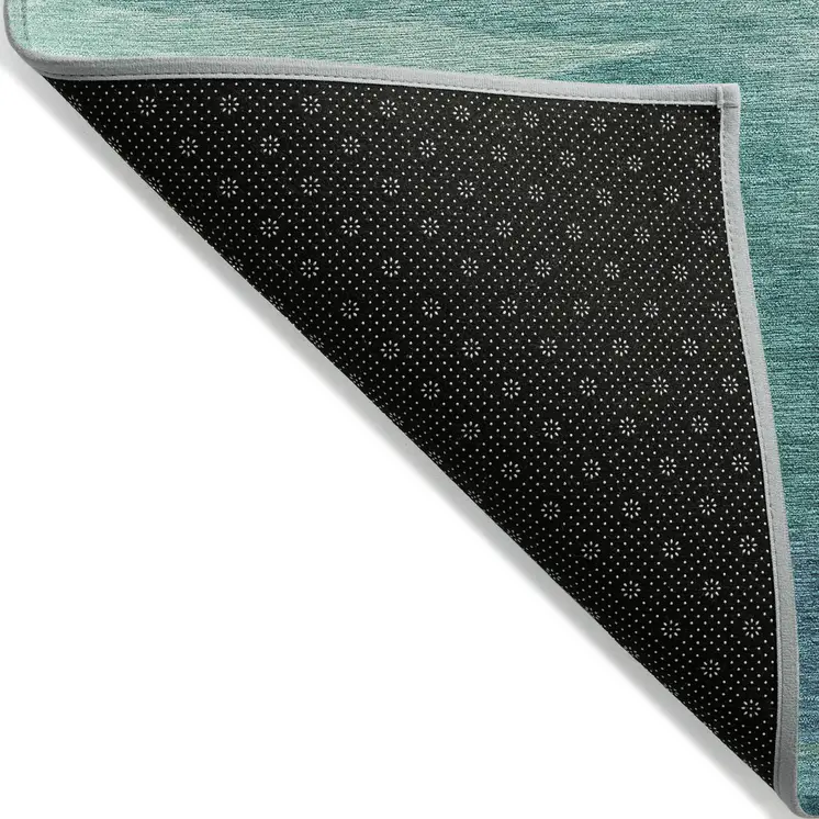 8' X 10' Turquoise Striped Washable Indoor Outdoor Area Rug