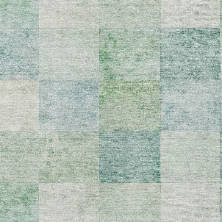 9' X 12' Blue Geometric Washable Indoor Outdoor Area Rug