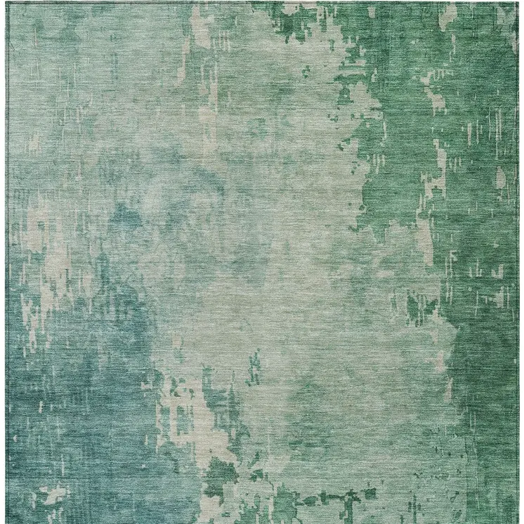 3' X 5' Emerald Abstract Washable Indoor Outdoor Area Rug