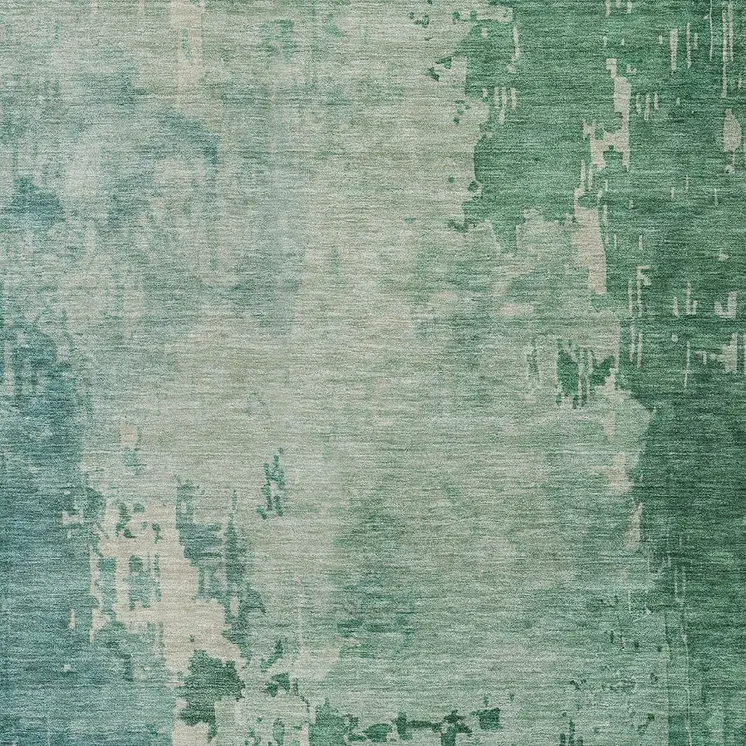 3' X 5' Emerald Abstract Washable Indoor Outdoor Area Rug