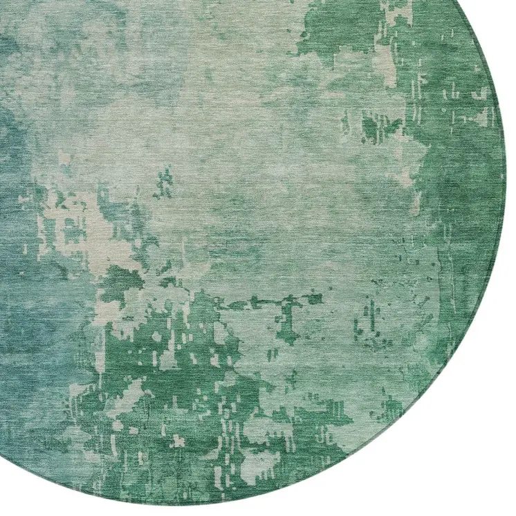 8' Emerald Round Abstract Washable Indoor Outdoor Area Rug
