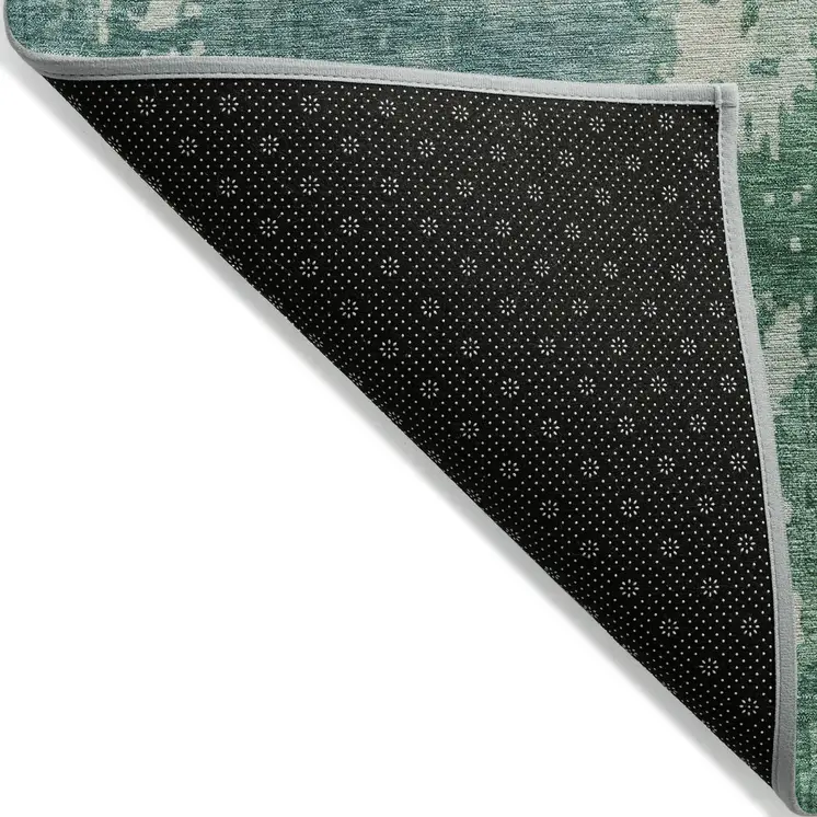 8' X 10' Emerald Abstract Washable Indoor Outdoor Area Rug