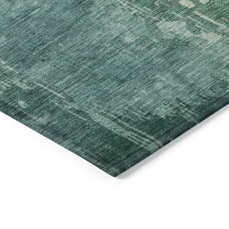 8' X 10' Emerald Abstract Washable Indoor Outdoor Area Rug