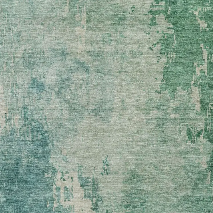 9' X 12' Emerald Abstract Washable Indoor Outdoor Area Rug