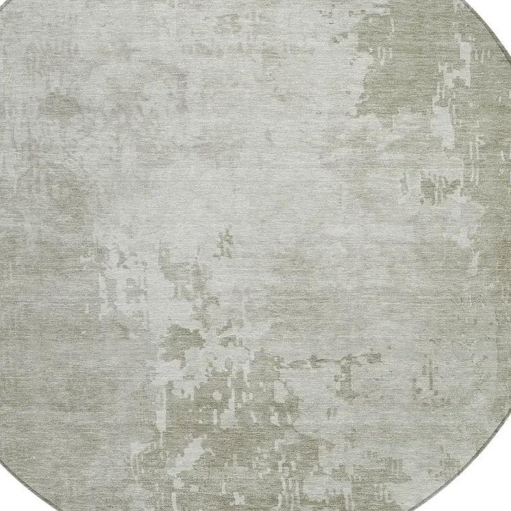 8' Linen Round Abstract Washable Indoor Outdoor Area Rug