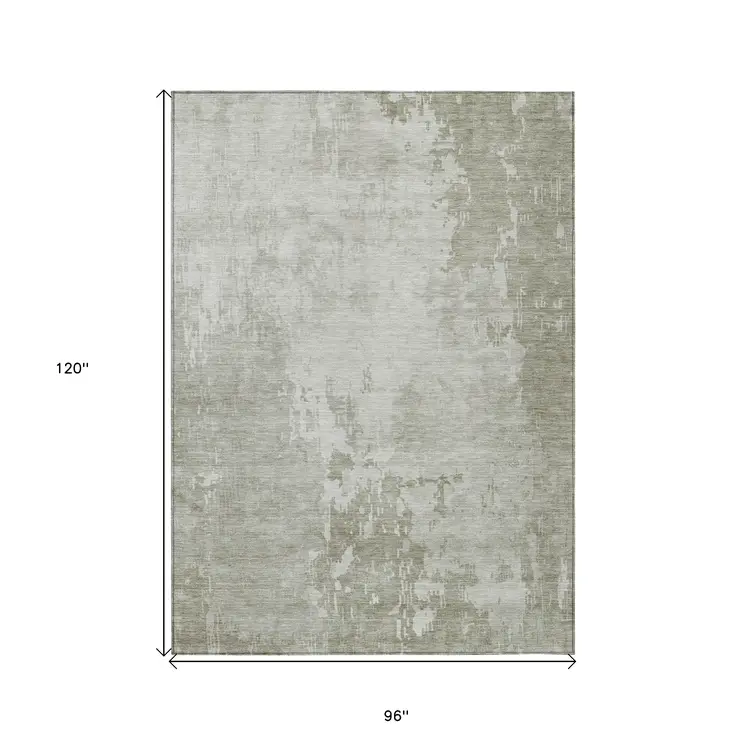 8' X 10' Linen Abstract Washable Indoor Outdoor Area Rug