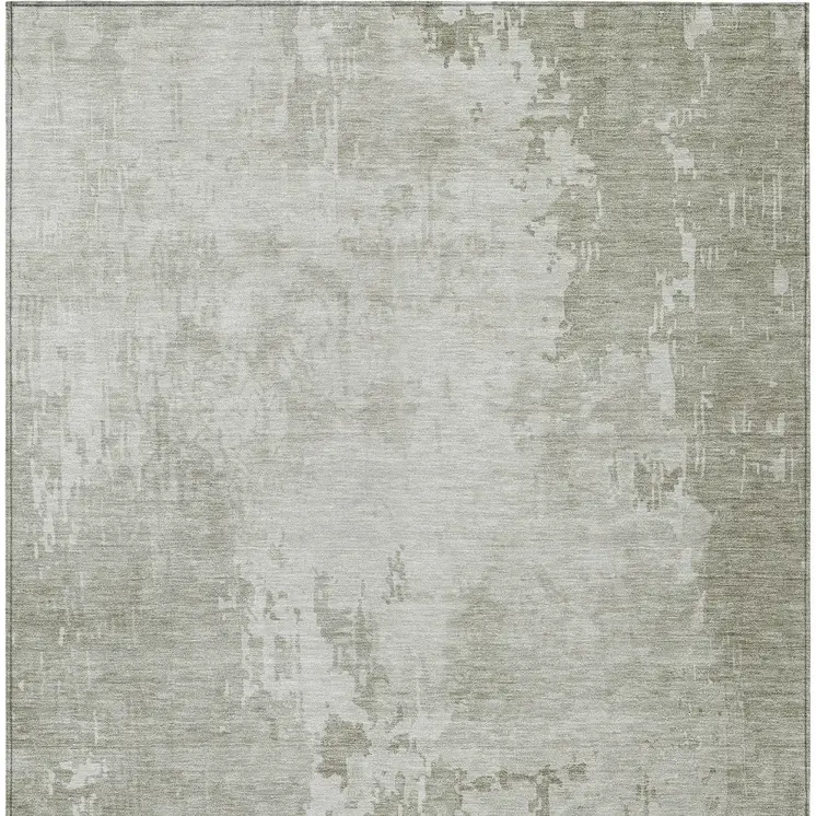 9' X 12' Linen Abstract Washable Indoor Outdoor Area Rug