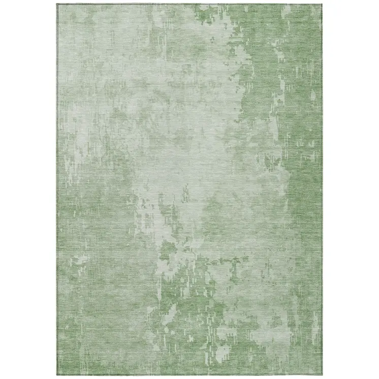 3' X 5' Mint Green Abstract Washable Indoor Outdoor Area Rug