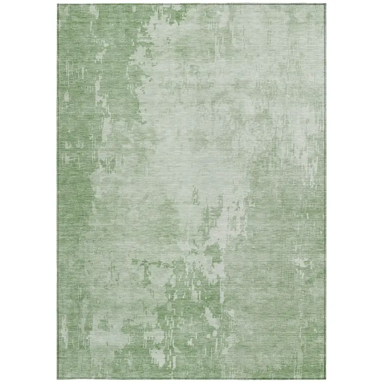 3' X 5' Mint Green Abstract Washable Indoor Outdoor Area Rug