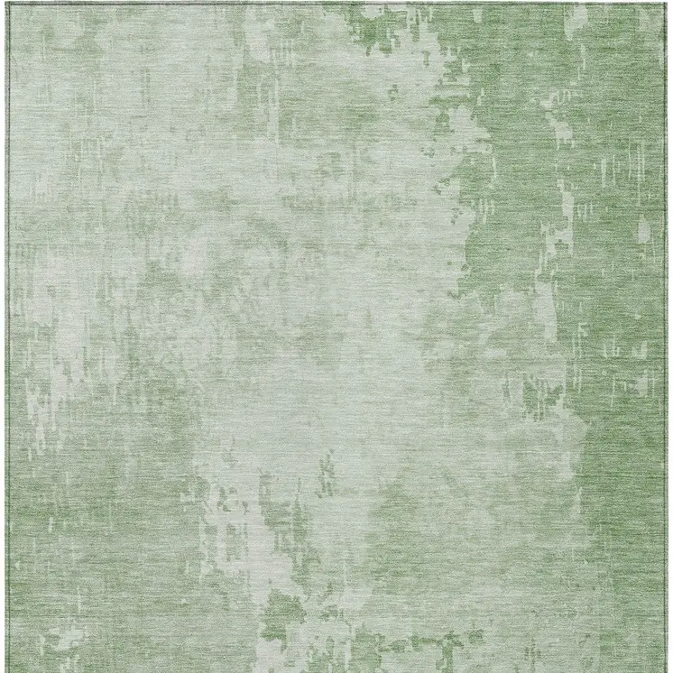 9' X 12' Mint Green Abstract Washable Indoor Outdoor Area Rug