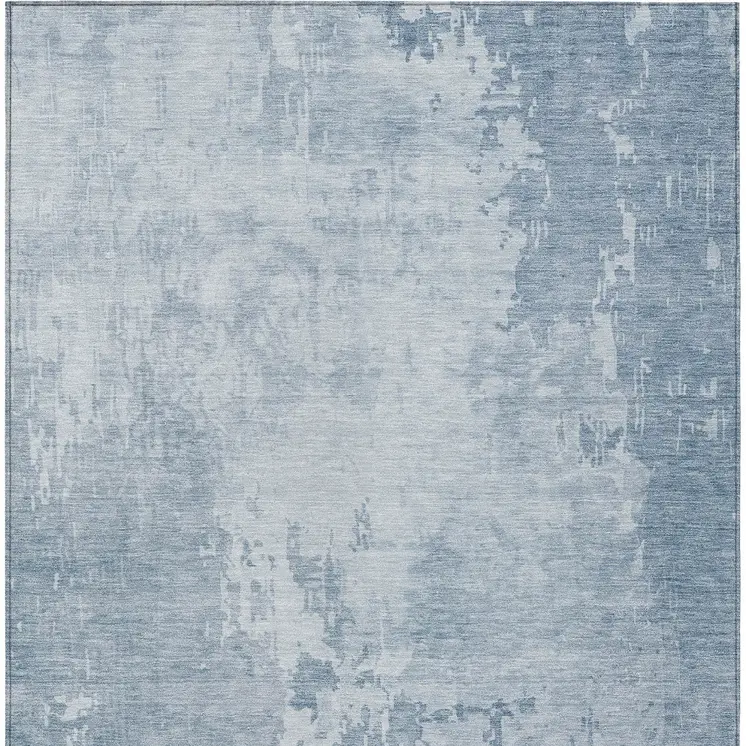 5' X 8' Sky Blue Abstract Washable Indoor Outdoor Area Rug