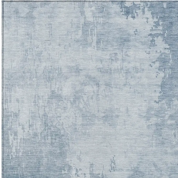 5' X 8' Sky Blue Abstract Washable Indoor Outdoor Area Rug