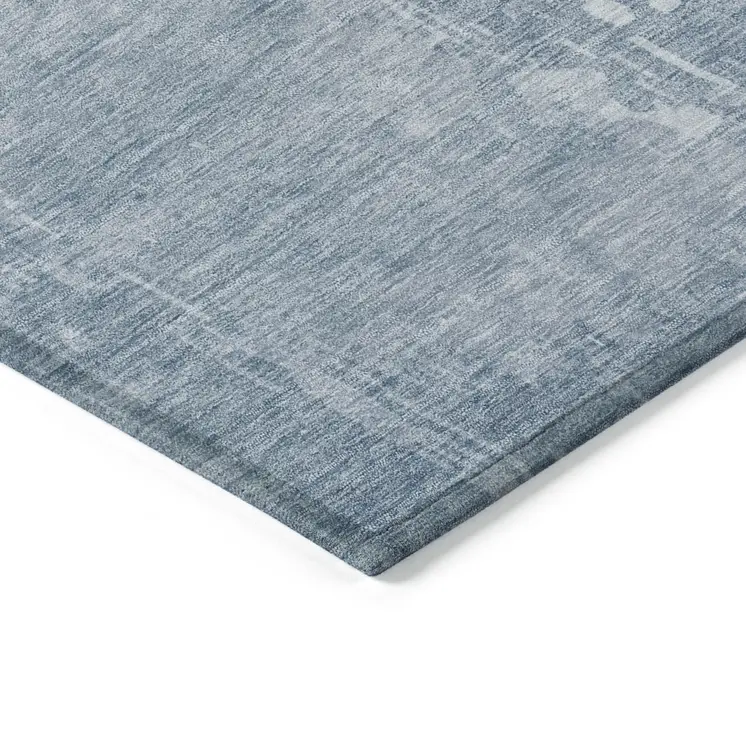 10' X 14' Sky Blue Abstract Washable Indoor Outdoor Area Rug