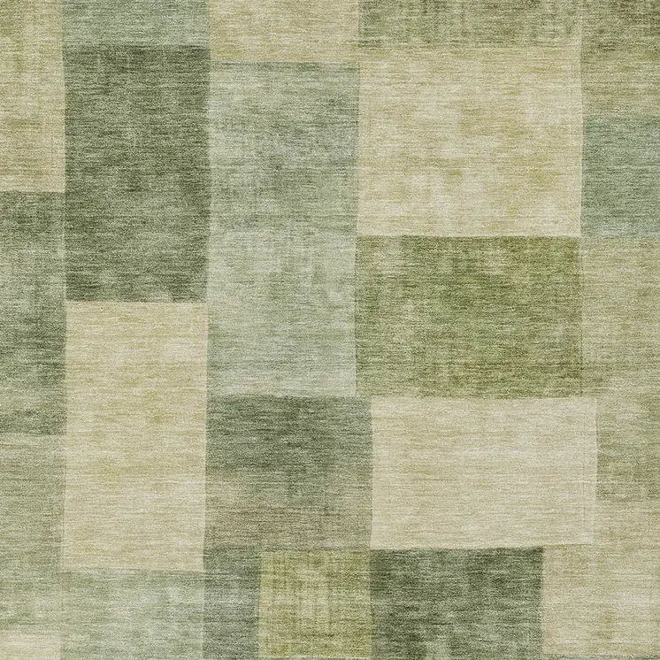 5' X 8' Artichoke Green Geometric Washable Indoor Outdoor Area Rug