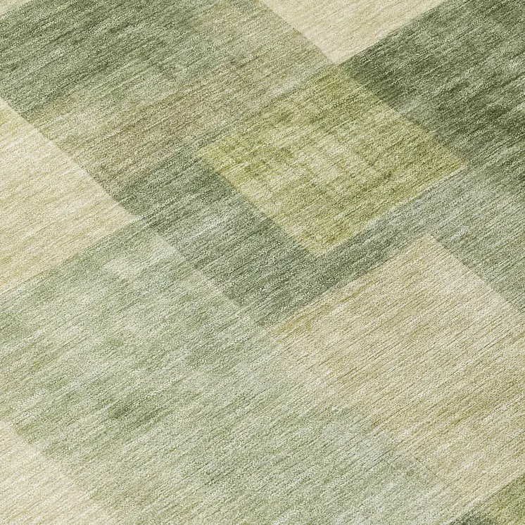 8' Artichoke Green Round Geometric Washable Indoor Outdoor Area Rug