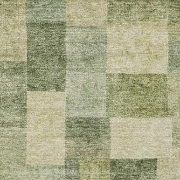 10' X 14' Artichoke Green Geometric Washable Indoor Outdoor Area Rug