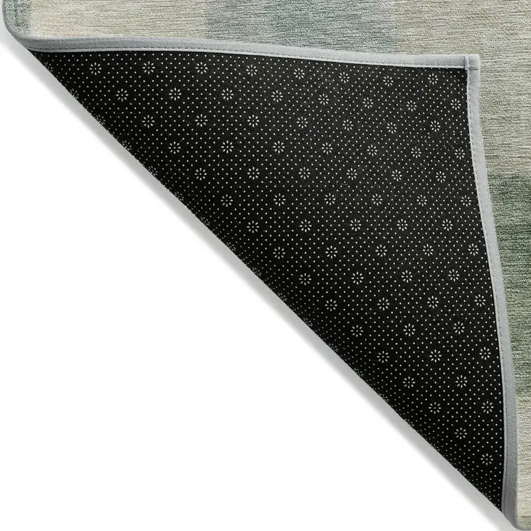 9' X 12' Blue Geometric Washable Indoor Outdoor Area Rug