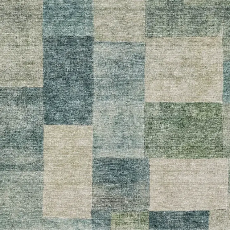 9' X 12' Blue Geometric Washable Indoor Outdoor Area Rug