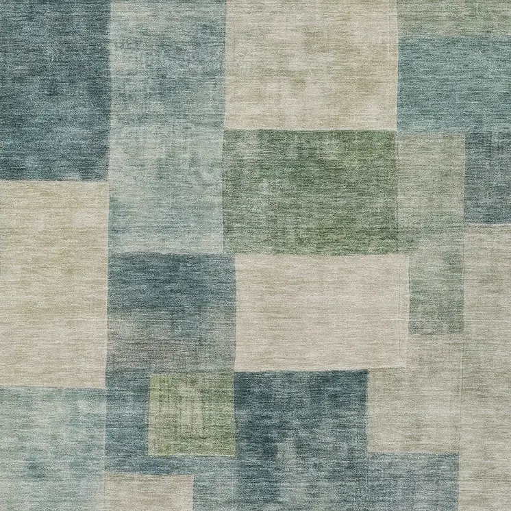 10' X 14' Blue Geometric Washable Indoor Outdoor Area Rug