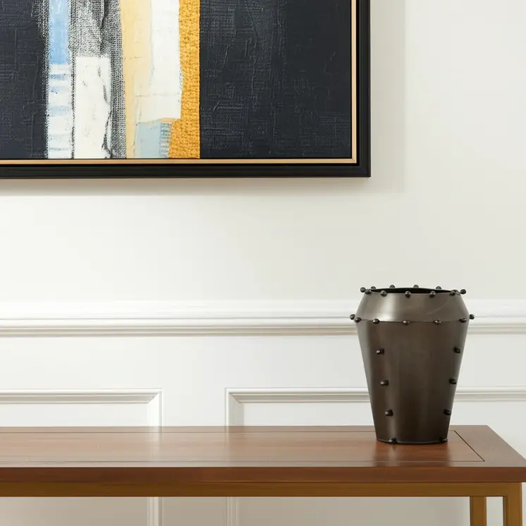 9" Gray Metal Table Vase