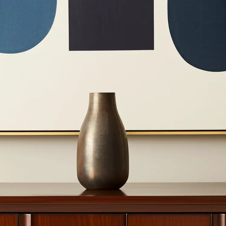 12" Gold Metal Table Vase