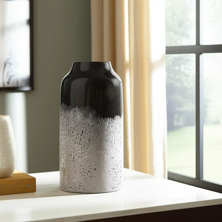10" Black Cylinder Glass Table Vase