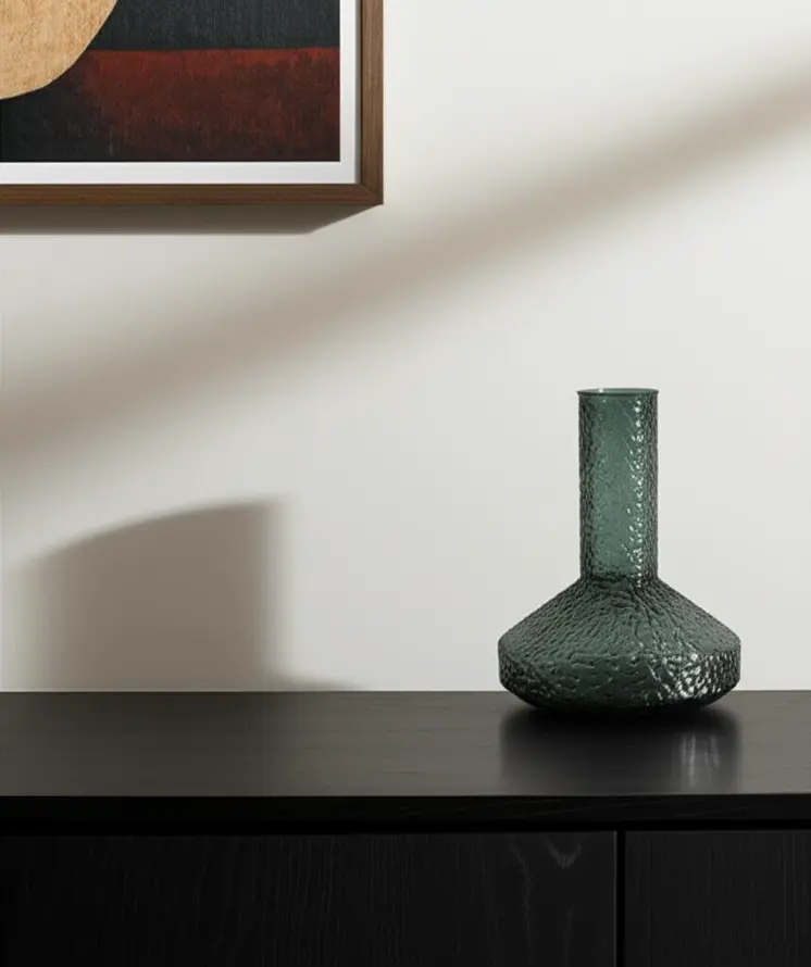 12" Green Tulip Glass Table Vase