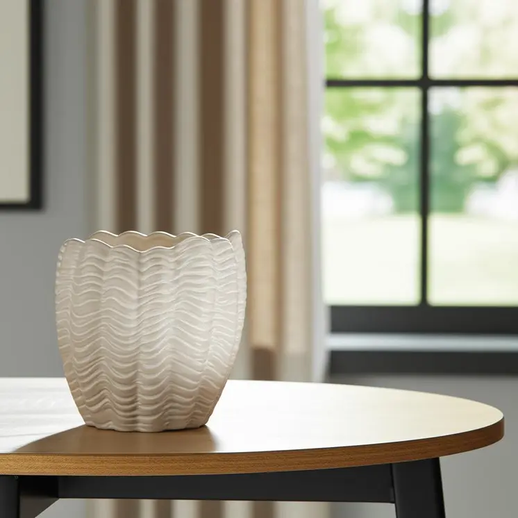 11" White Cylinder Ceramic Table Vase