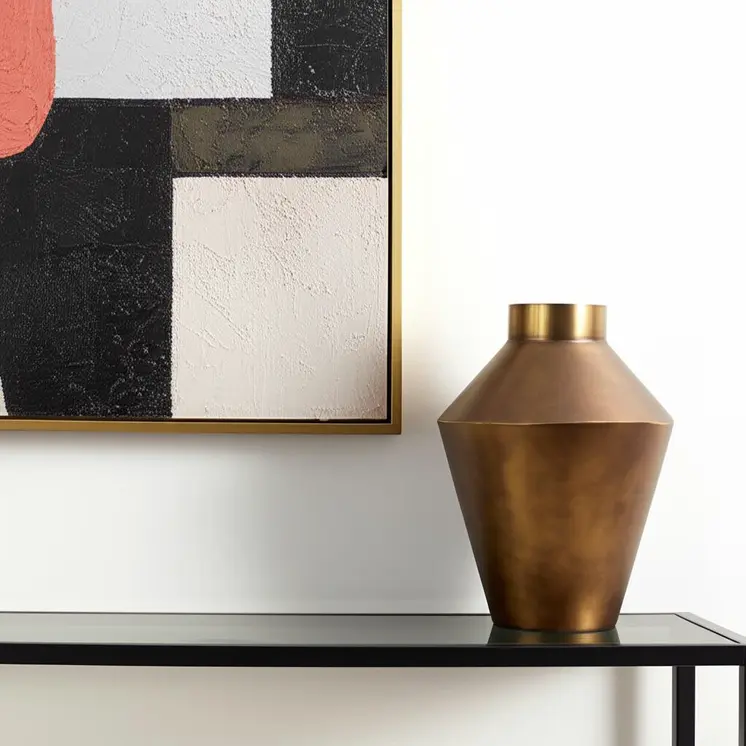 13" Gold Trumpet Metal Table Vase