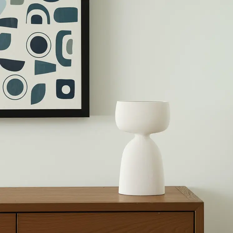 12" White Ceramic Table Vase
