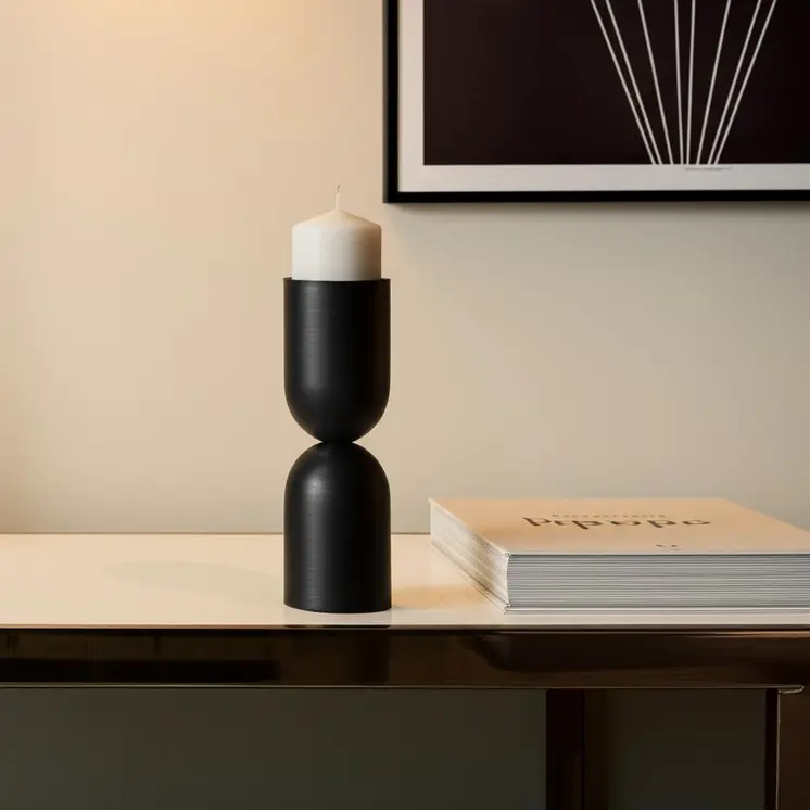 11" Black Metal Tabletop Pillar Candle Holder