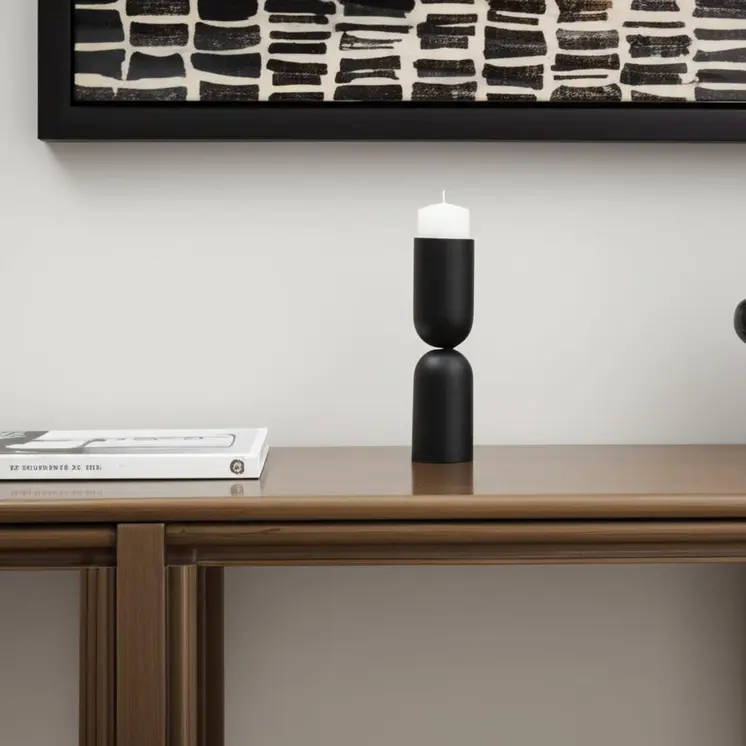 13" Black Metal Tabletop Pillar Candle Holder