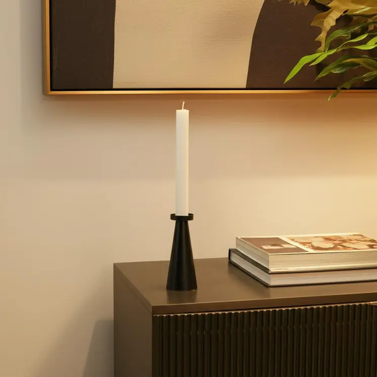 10" Black Metal Tabletop Pillar Candle Holder