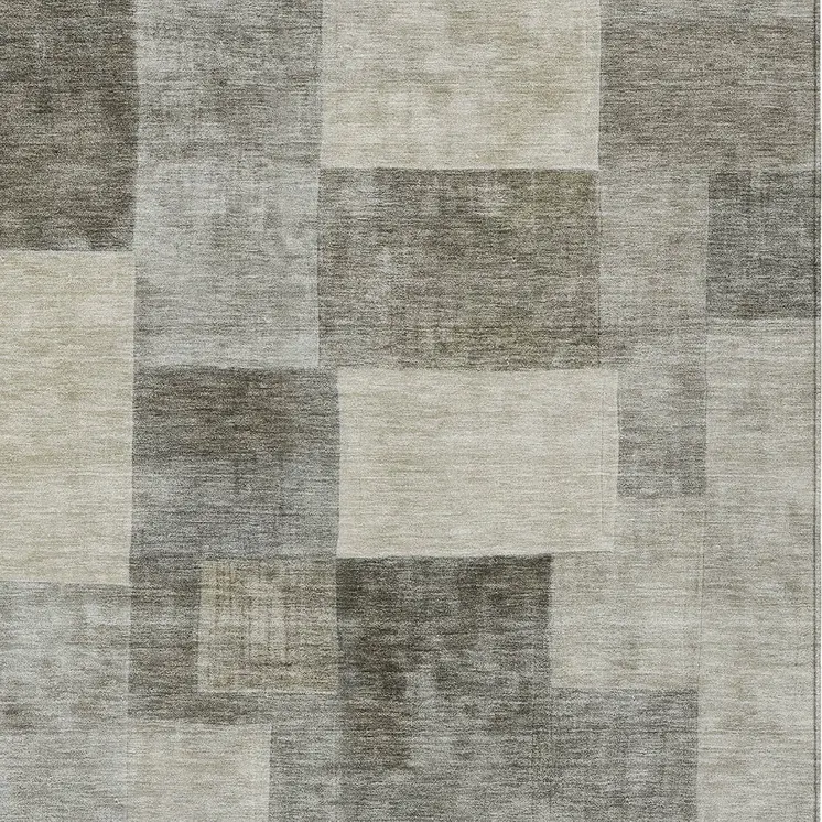 5' X 8' Taupe Geometric Washable Indoor Outdoor Area Rug