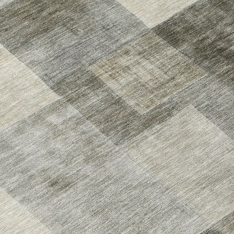8' Taupe Round Geometric Washable Indoor Outdoor Area Rug