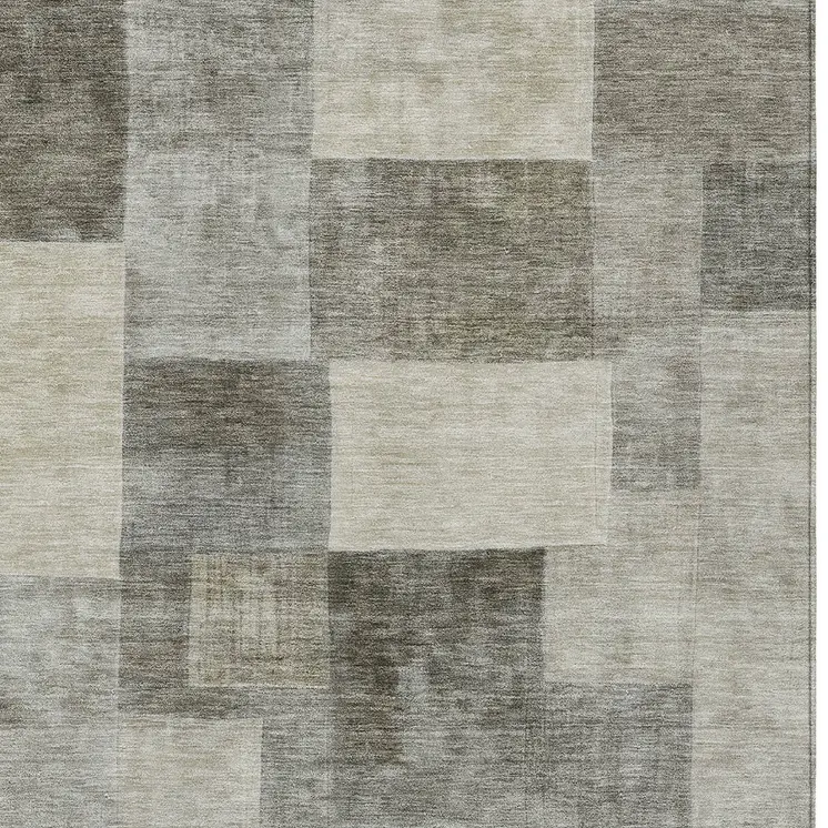 8' X 10' Taupe Geometric Washable Indoor Outdoor Area Rug